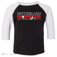 Swiss Alps And Red Sunset Switzerland Mountains Toddler Fine Jersey T-Shirt thumb 0