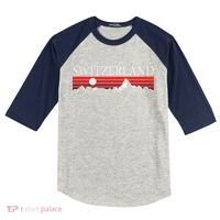 Swiss Alps And Red Sunset Switzerland Mountains Kids Colorblock Raglan Jersey thumb 0