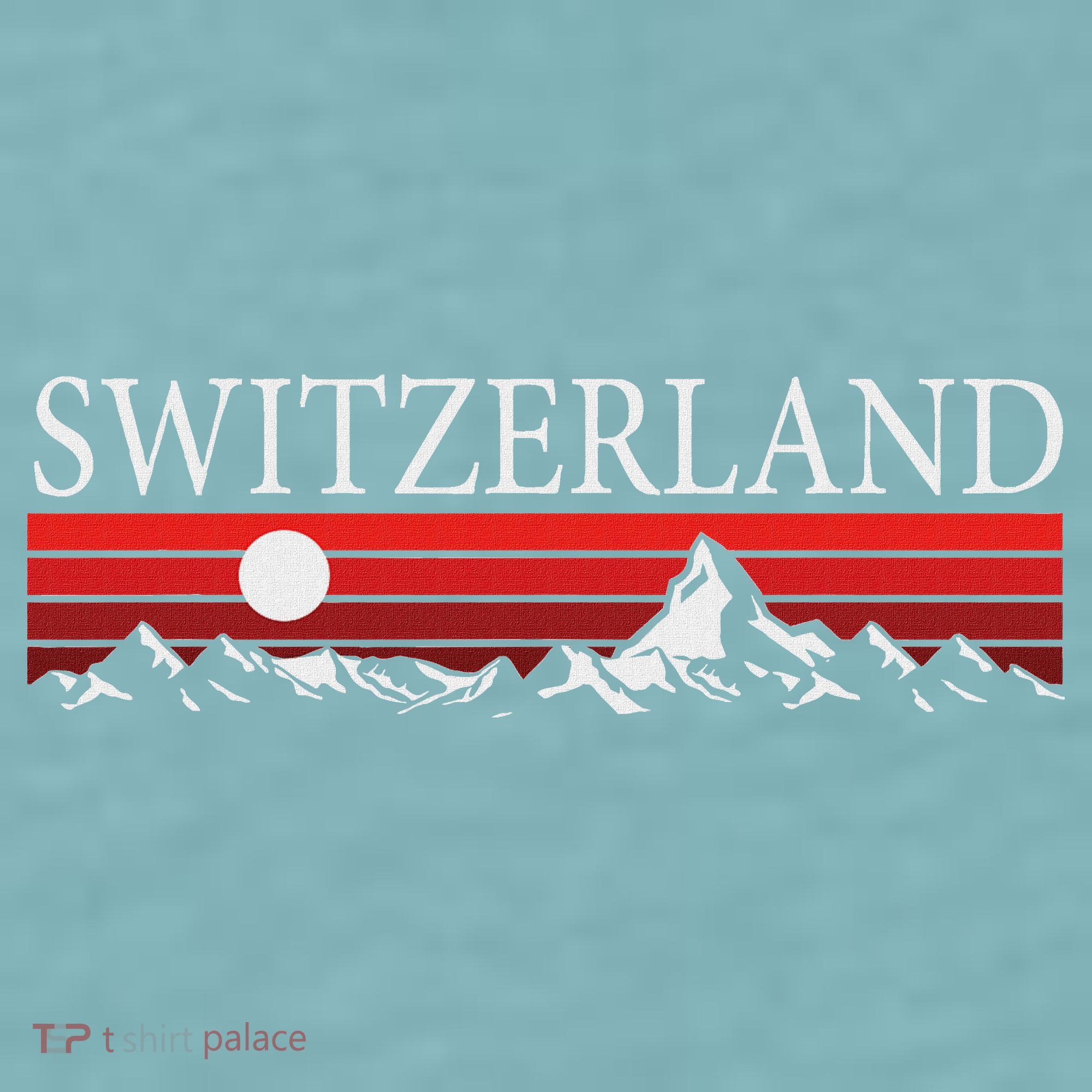Swiss Alps And Red Sunset Switzerland Mountains Sueded Cloud Jersey T-Shirt