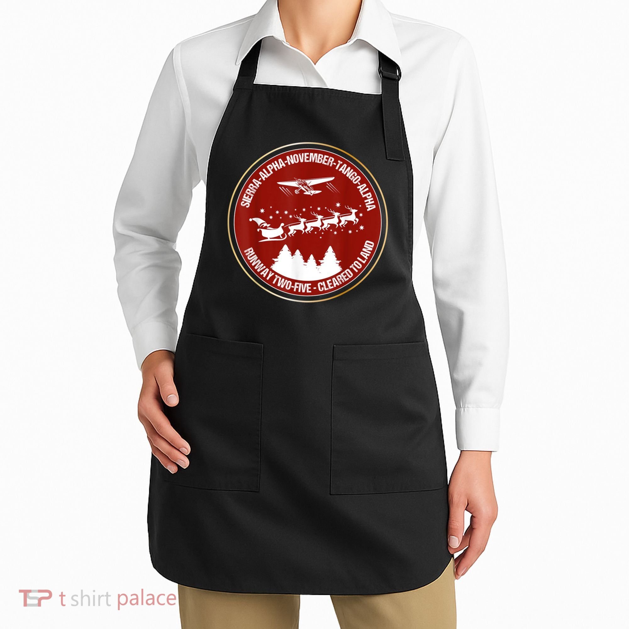 Santa Airlines Aviation Holiday Retro Pilot Christmas Apron