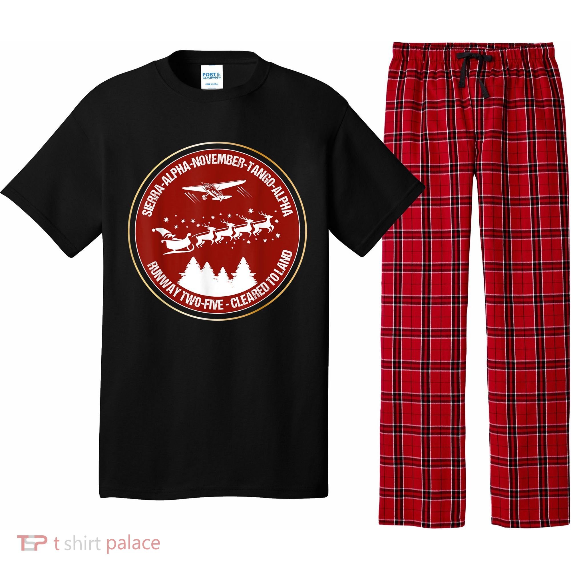 Santa Airlines Aviation Holiday Retro Pilot Christmas Pajama Set