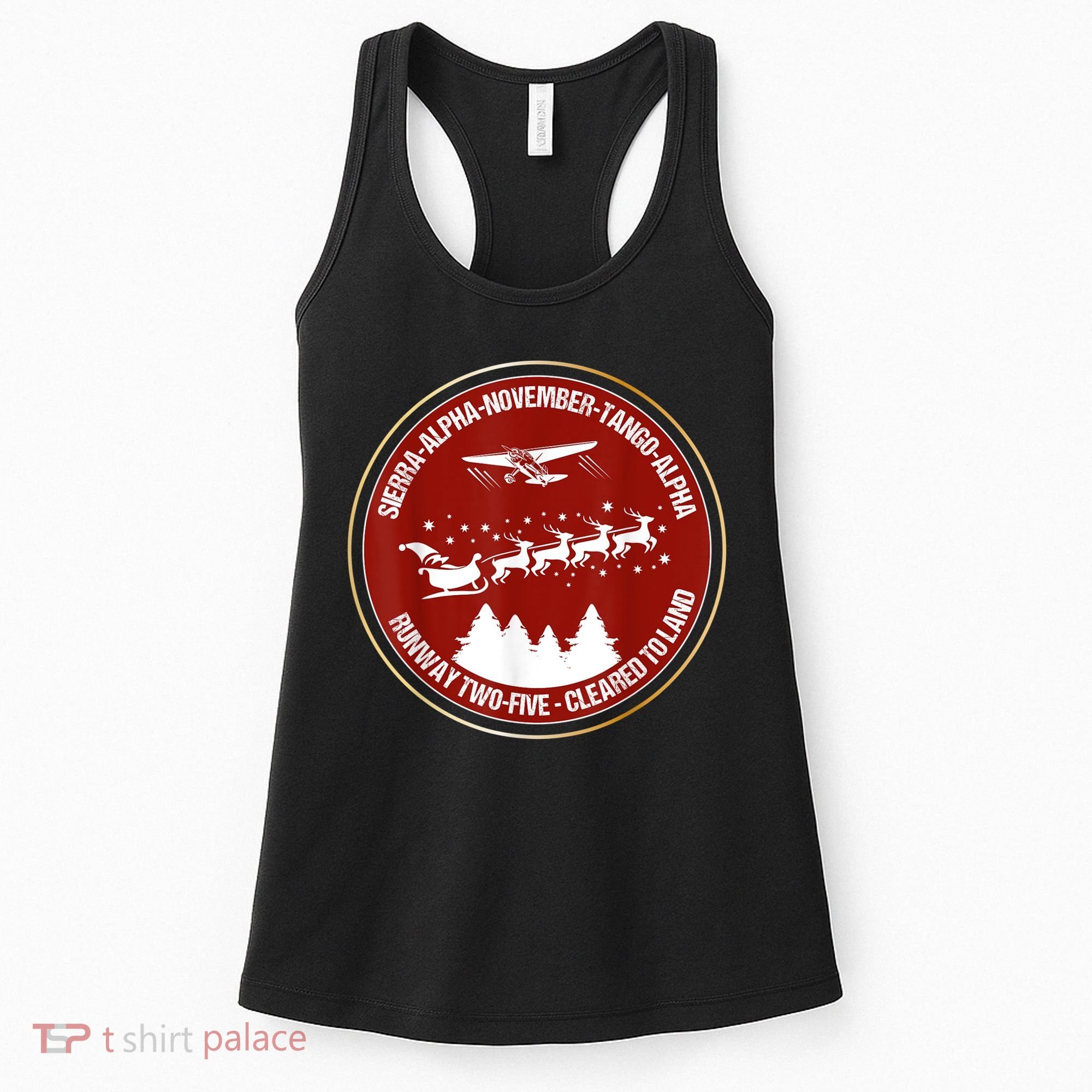 Santa Airlines Aviation Holiday Retro Pilot Christmas Women's Tank Top