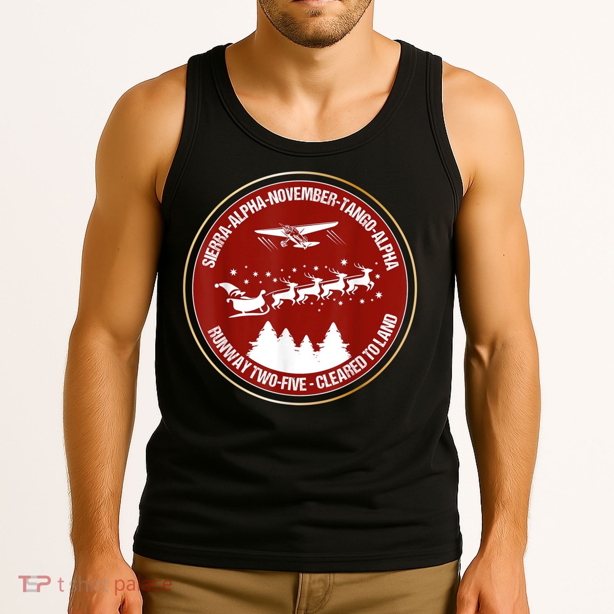 Santa Airlines Aviation Holiday Retro Pilot Christmas Tank Top