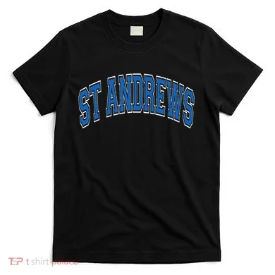 St Andrews Arched Blue Text T-Shirt