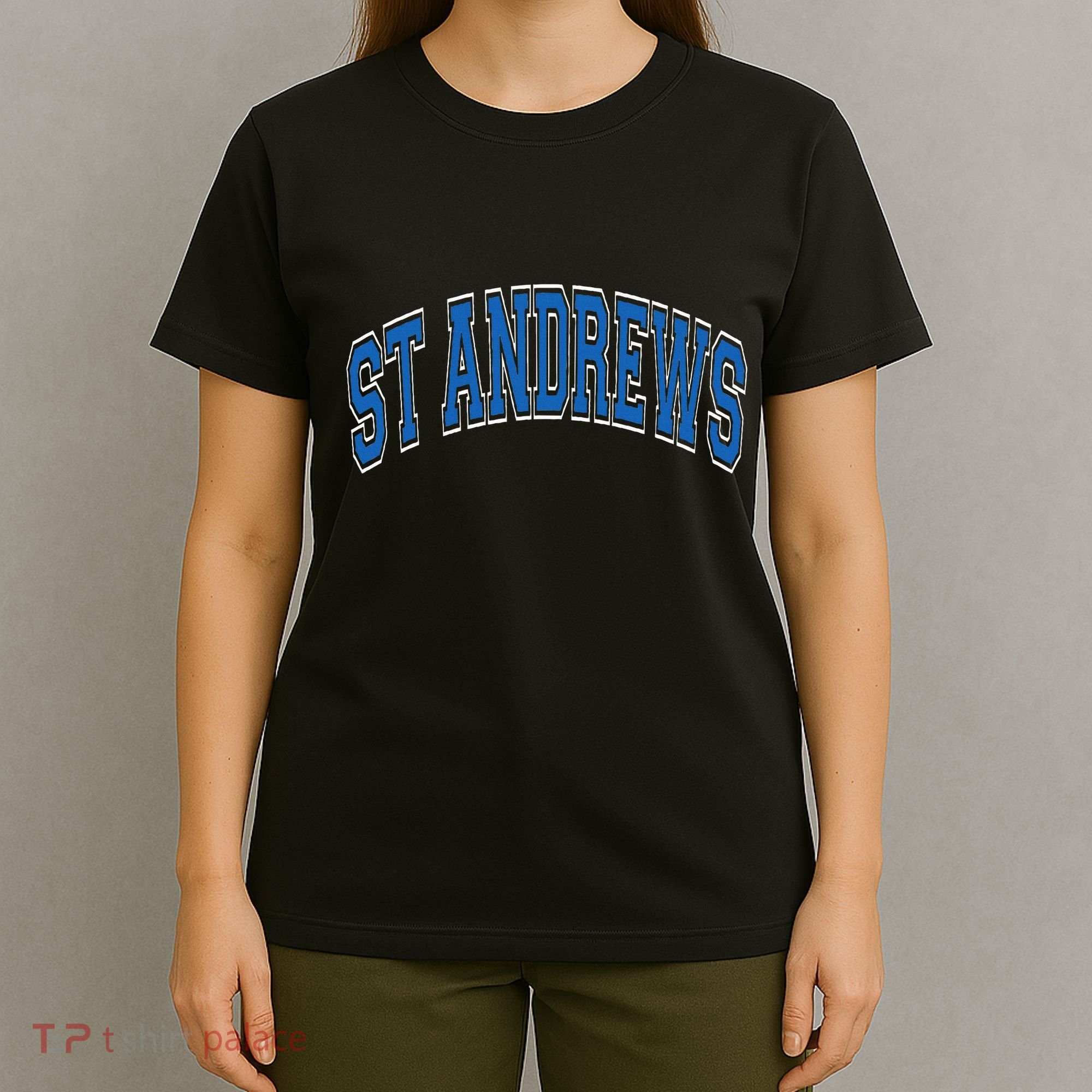 St Andrews Arched Blue Text T-Shirt