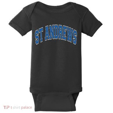 St Andrews Arched Blue Text Baby Bodysuit