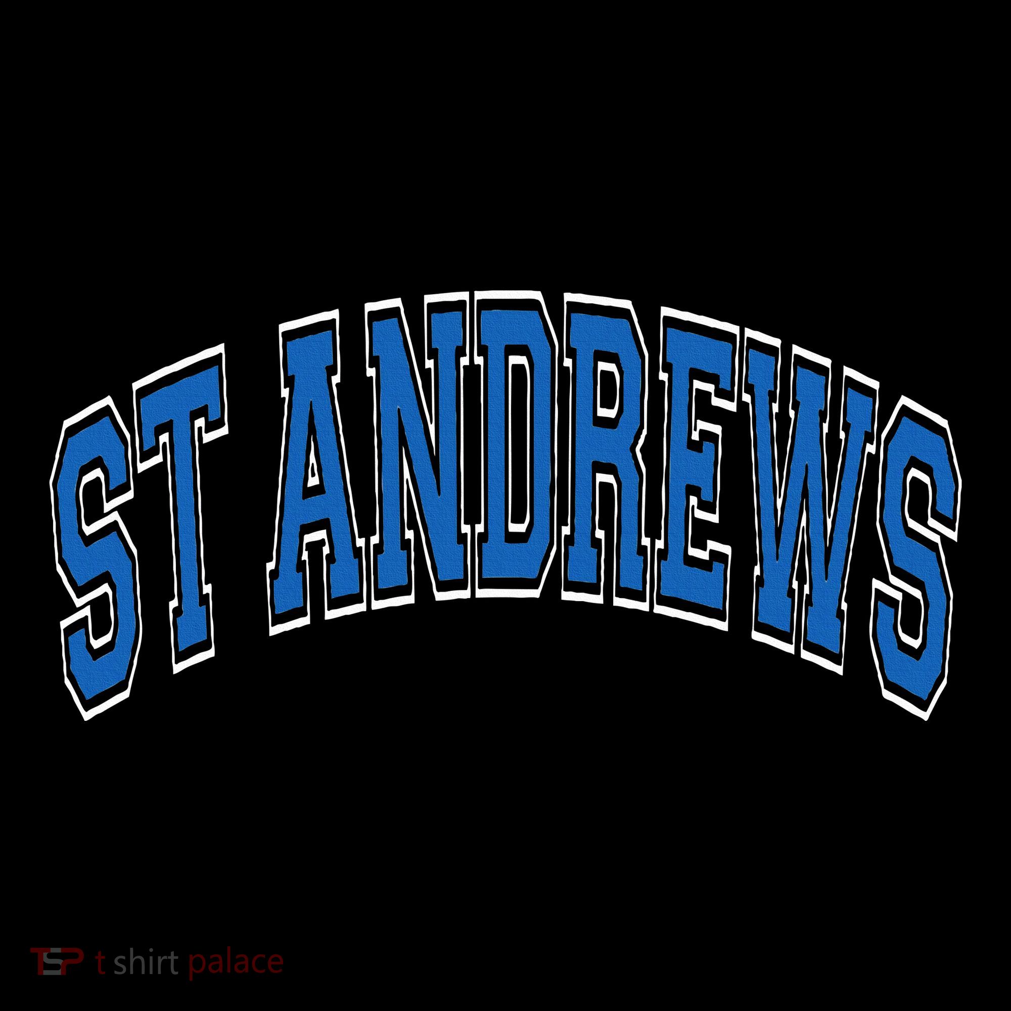 St Andrews Arched Blue Text Baby Bodysuit