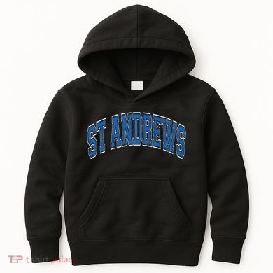 St Andrews Arched Blue Text Kids Hoodie