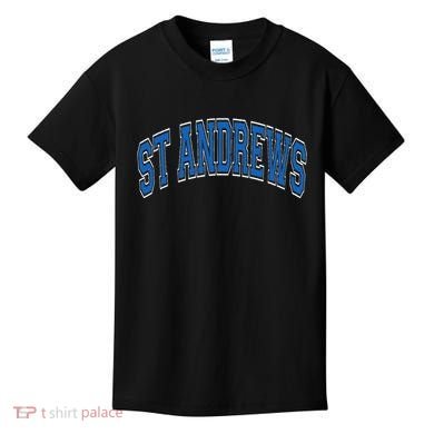 St Andrews Arched Blue Text Kids T-Shirt