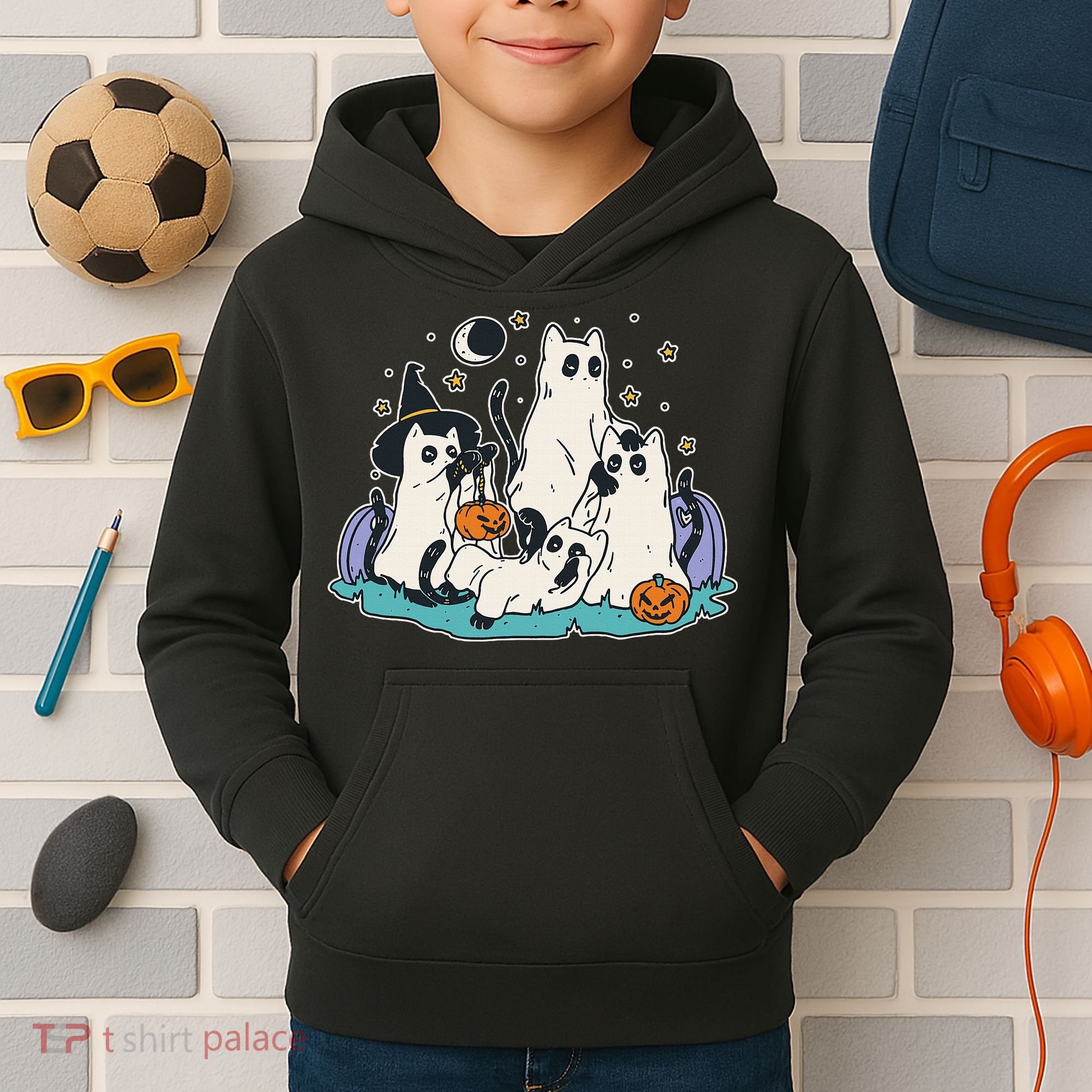 Spooky and Adorable Black Cat Halloween Costumes Kids Hoodie