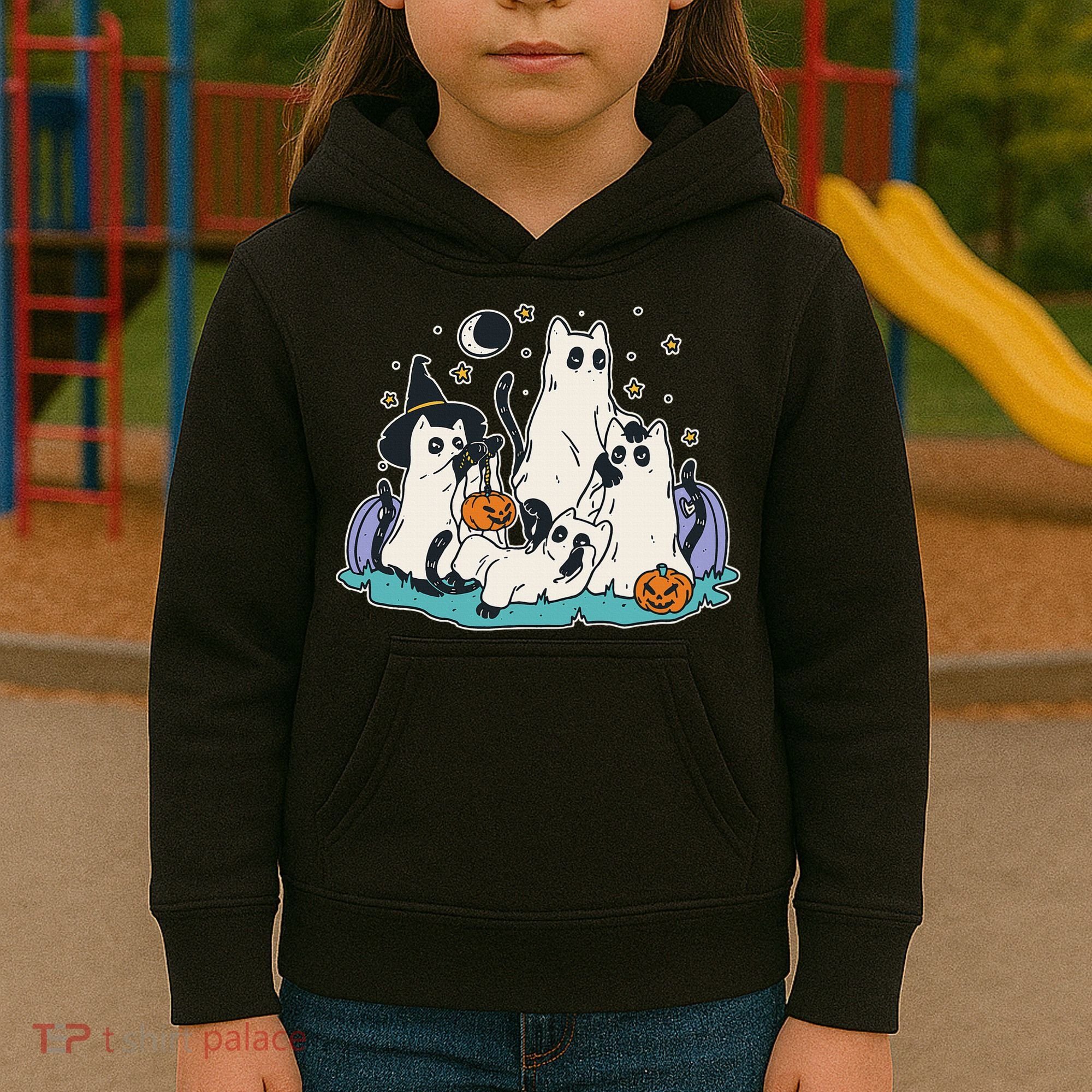 Spooky and Adorable Black Cat Halloween Costumes Kids Hoodie