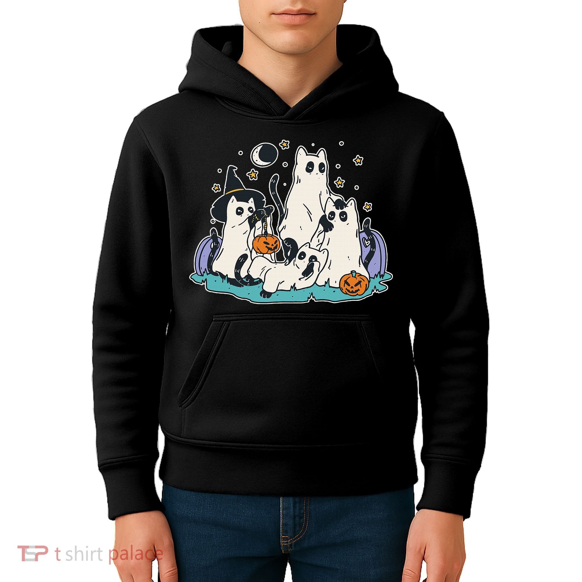 Spooky and Adorable Black Cat Halloween Costumes Kids Hoodie