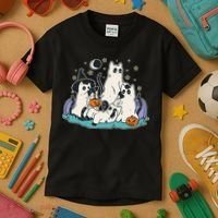 Spooky and Adorable Black Cat Halloween Costumes Kids T-Shirt thumb 3