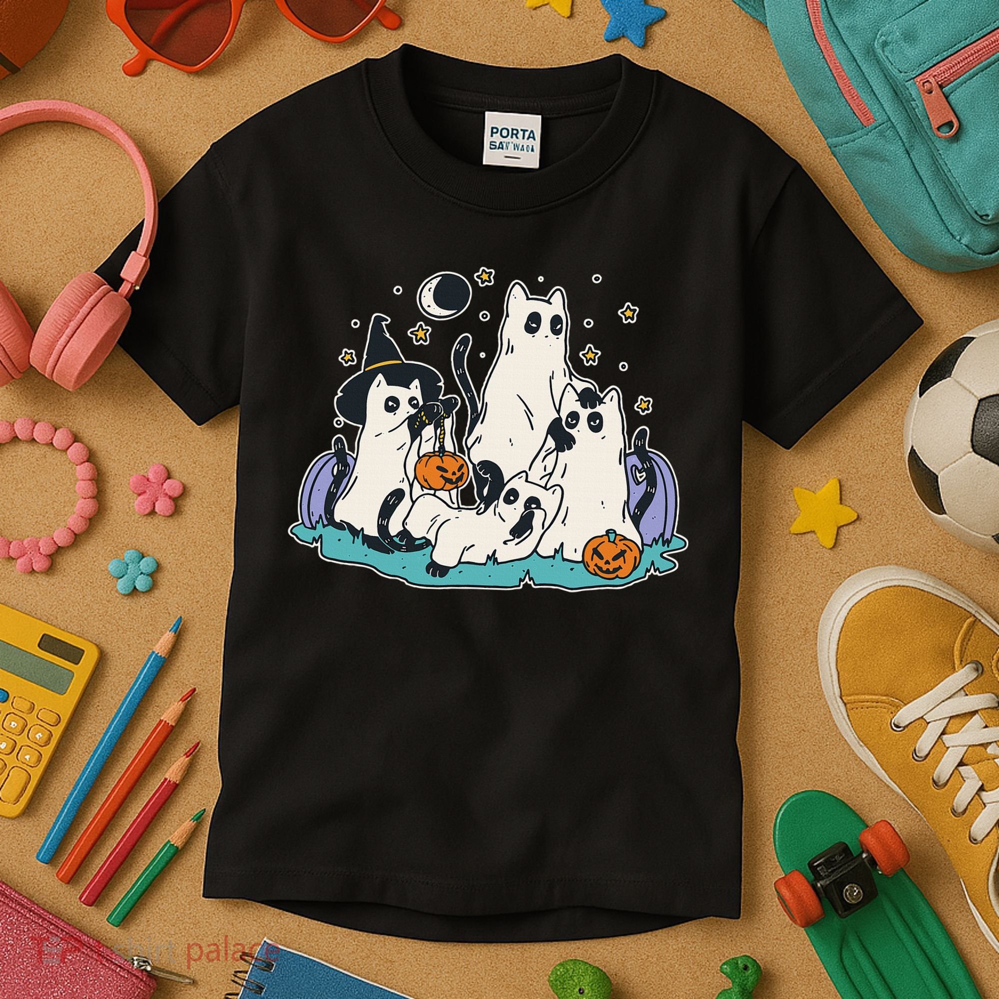Spooky and Adorable Black Cat Halloween Costumes Kids T-Shirt