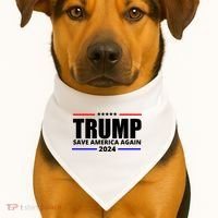 Save America Again Trump 2024 Political USA-Made Doggie Bandana thumb 1
