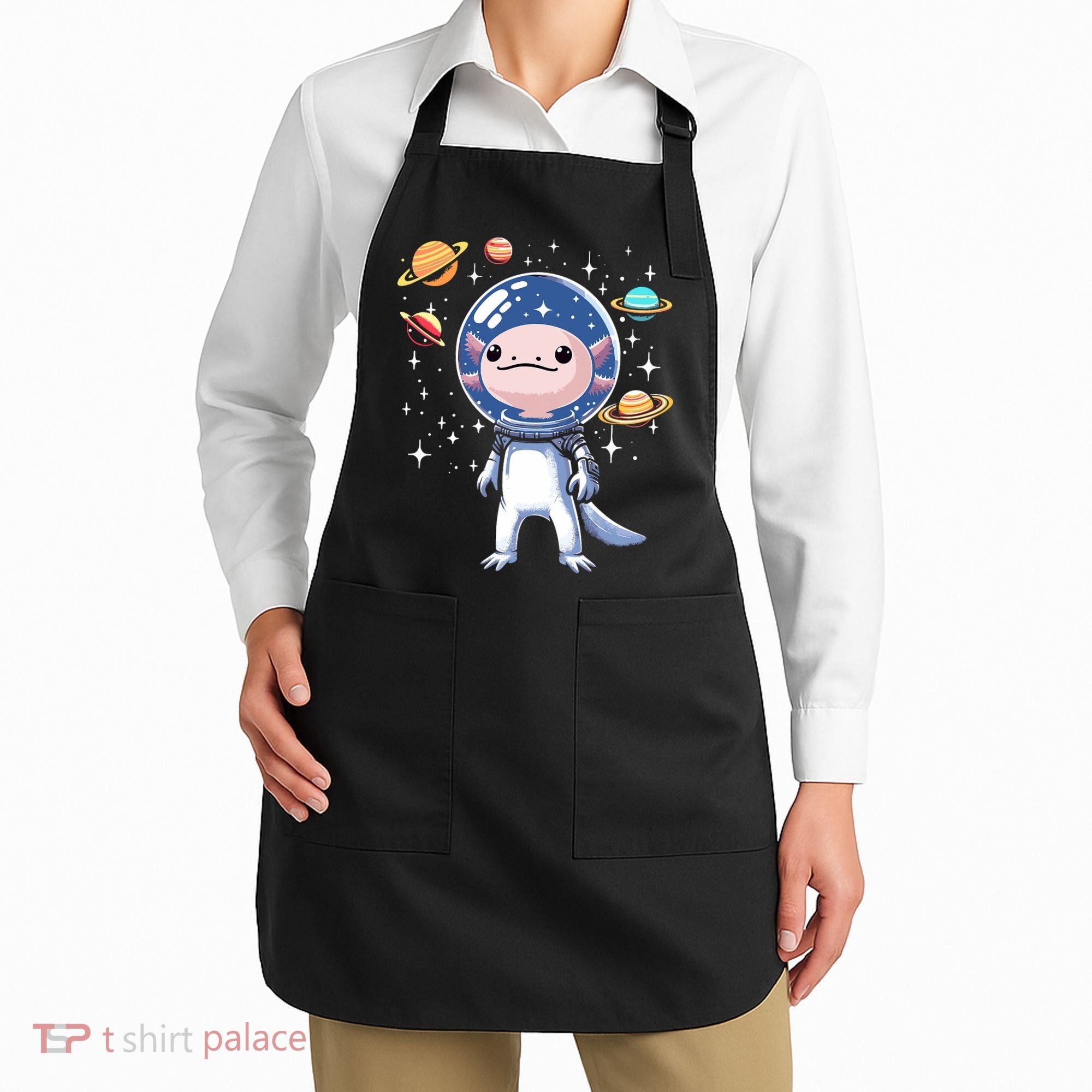 Space Axolotl Astronaut Planet Space Aesthetic Goth  Apron