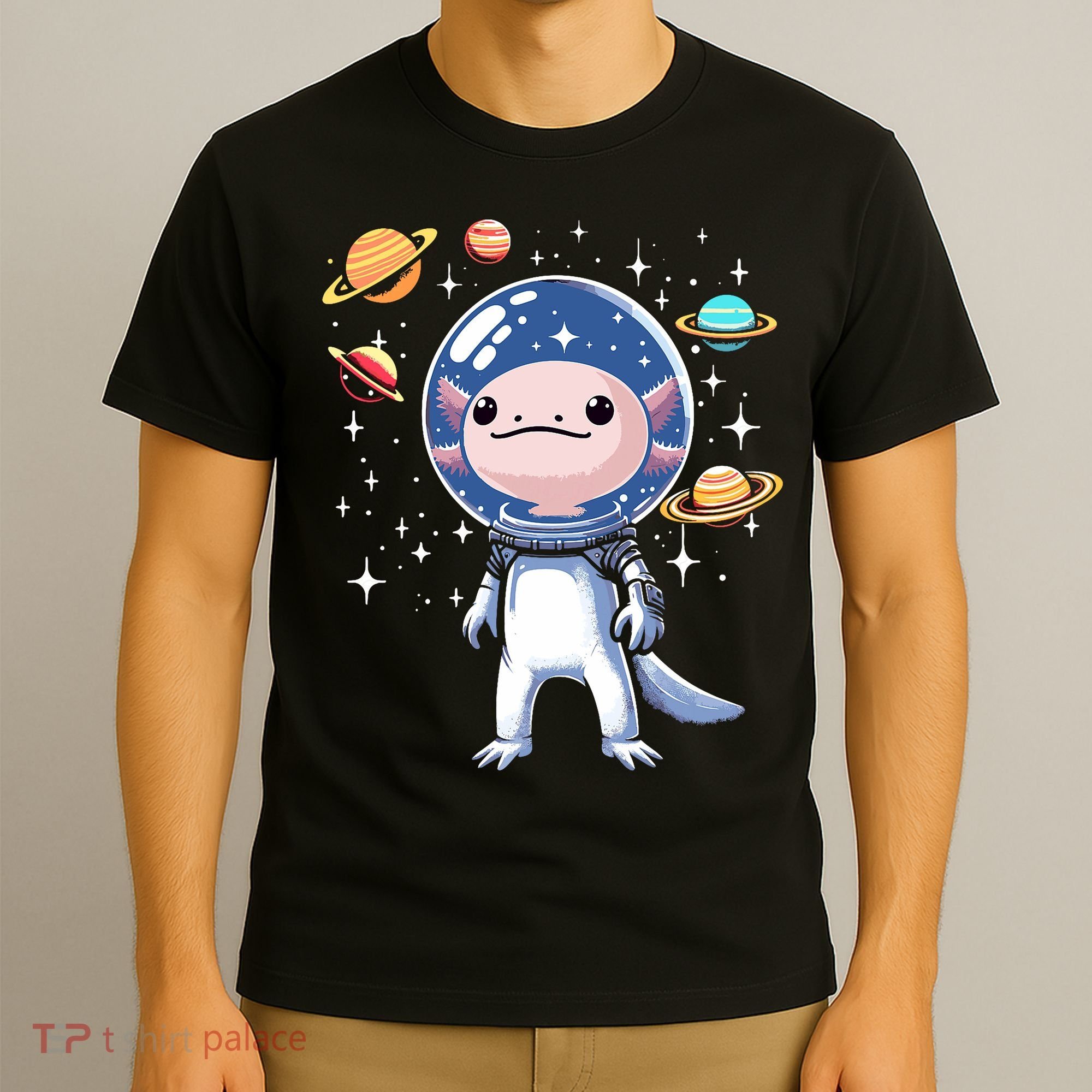 Space Axolotl Astronaut Planet Space Aesthetic Goth  T-Shirt