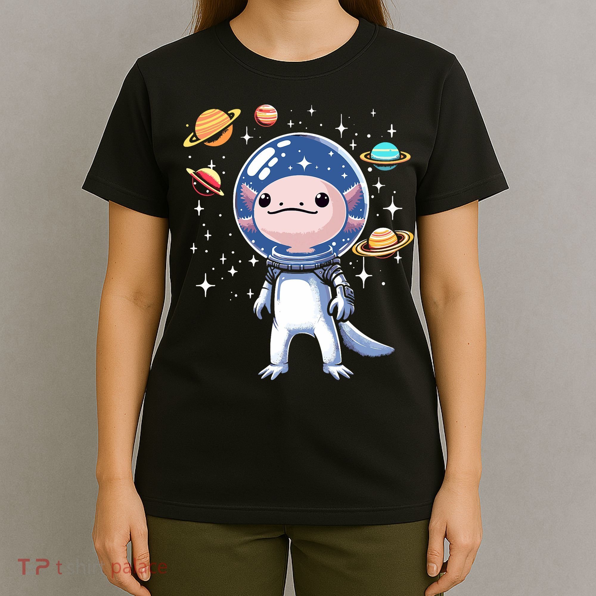 Space Axolotl Astronaut Planet Space Aesthetic Goth  T-Shirt