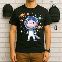 Space Axolotl Astronaut Planet Space Aesthetic Goth  T-Shirt thumb 6