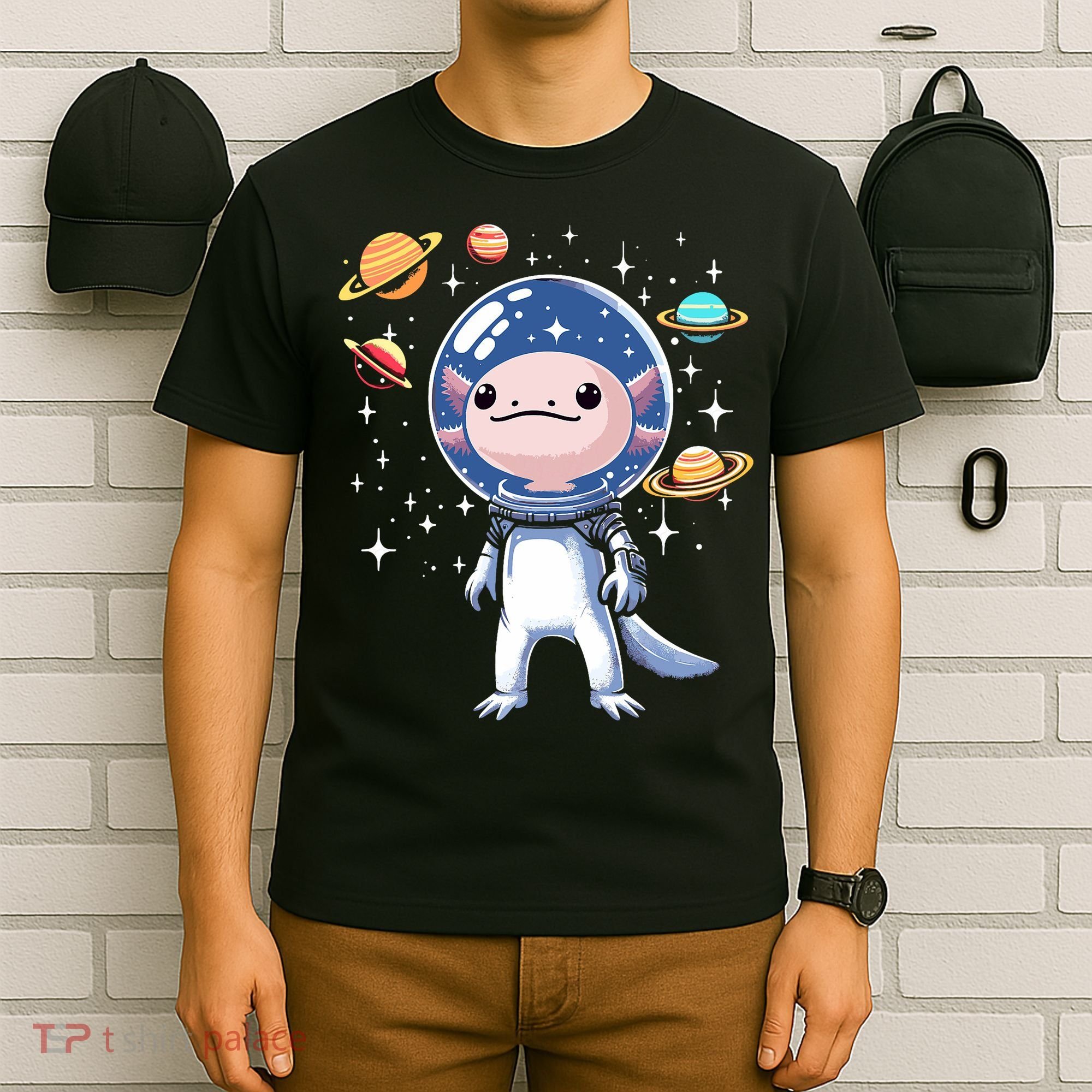 Space Axolotl Astronaut Planet Space Aesthetic Goth  T-Shirt