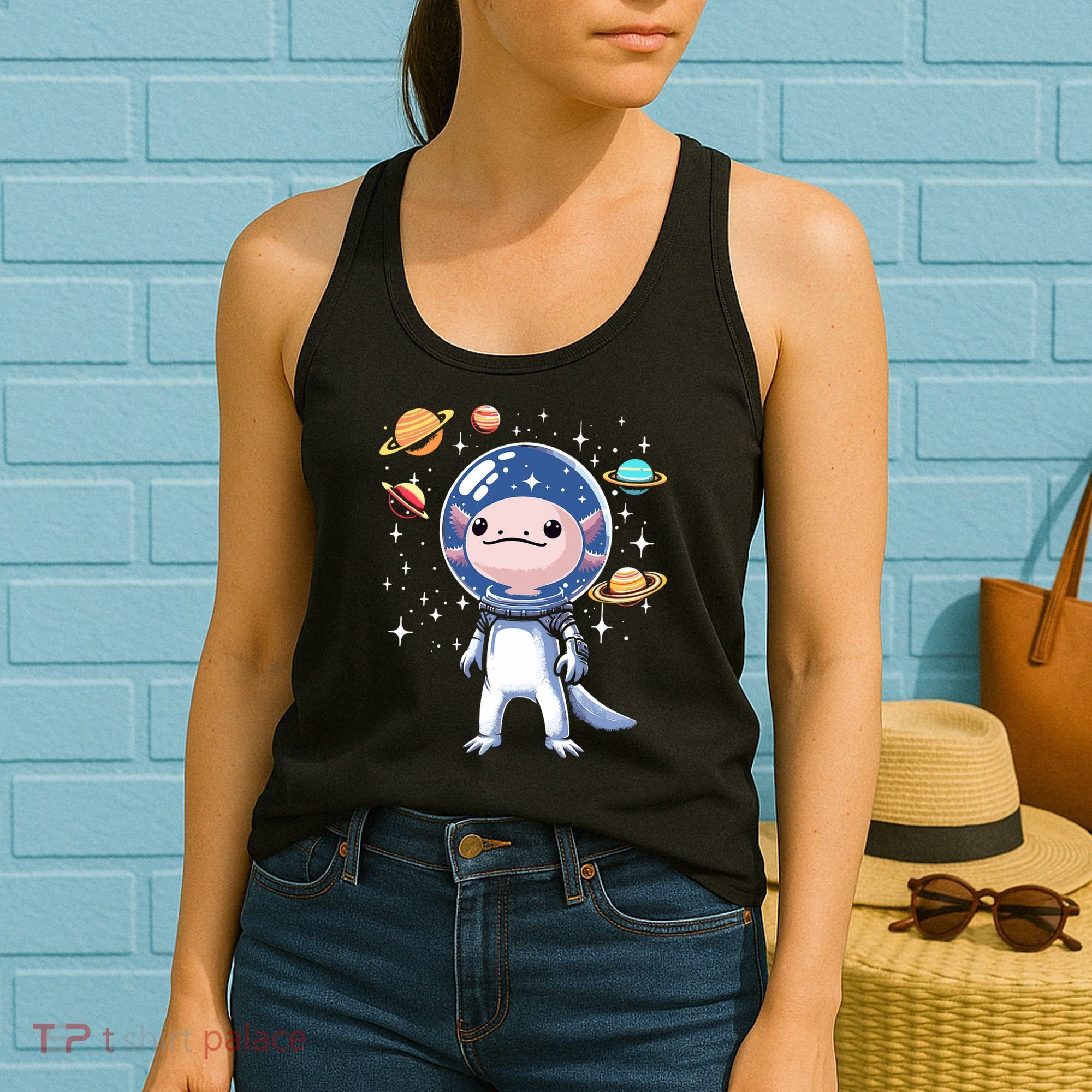 Space Axolotl Astronaut Planet Space Aesthetic Goth  Women's Tank Top