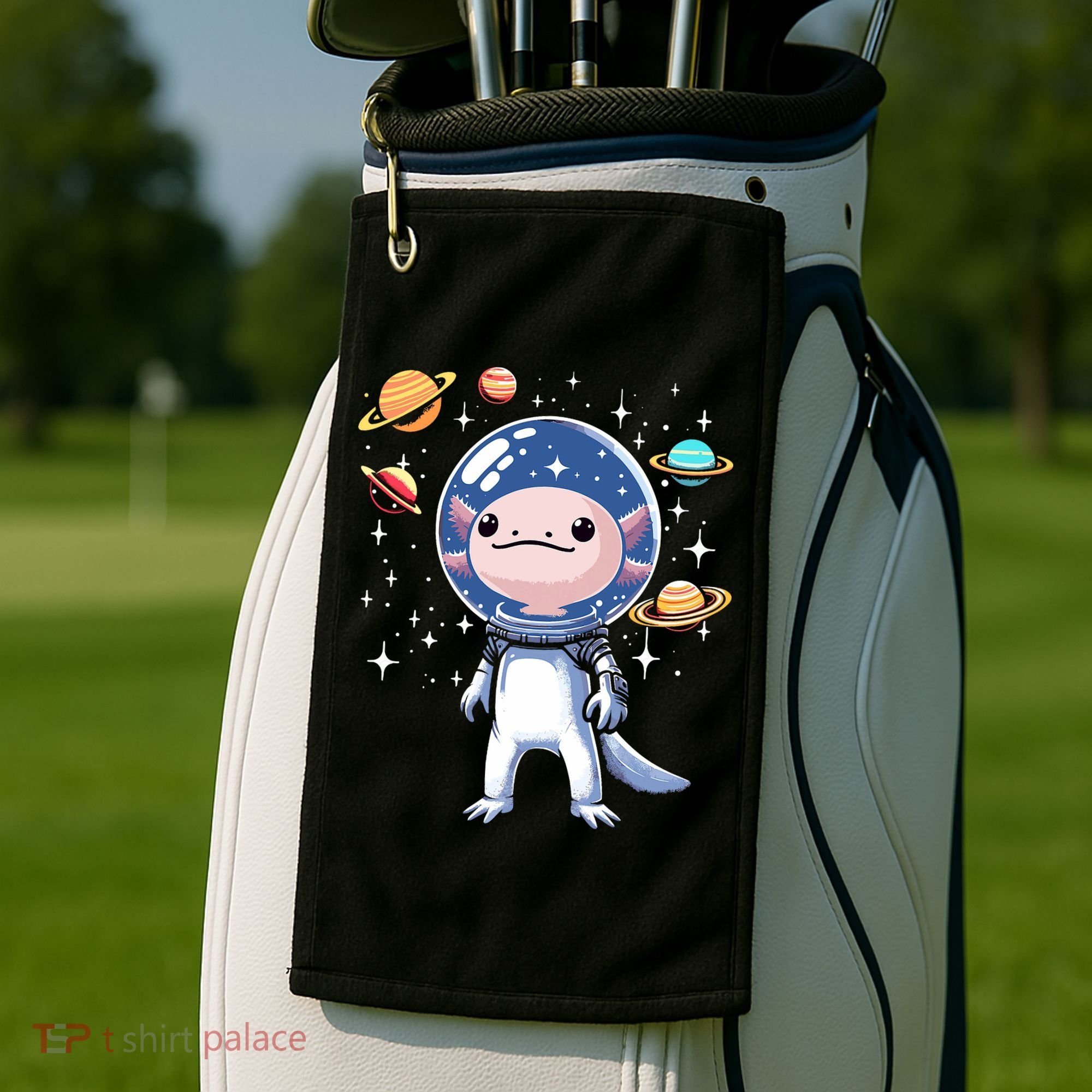 Space Axolotl Astronaut Planet Space Aesthetic Goth  Golf Towel