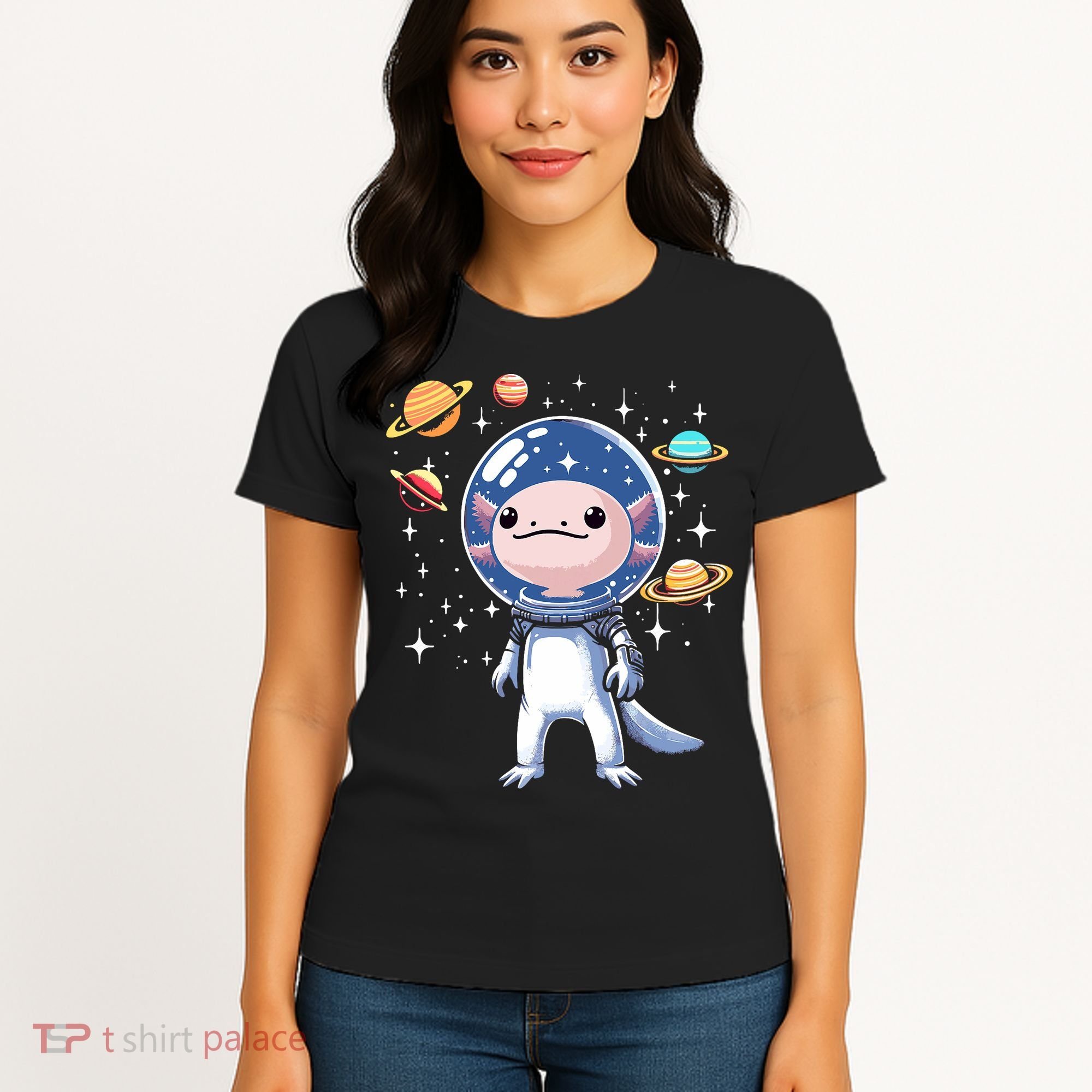 Space Axolotl Astronaut Planet Space Aesthetic Goth  Women's T-Shirt