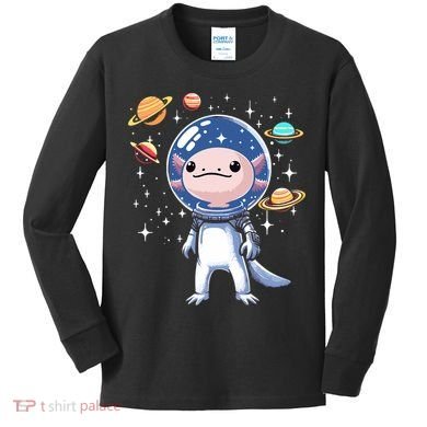 Space Axolotl Astronaut Planet Space Aesthetic Goth  Kids Long Sleeve Shirt