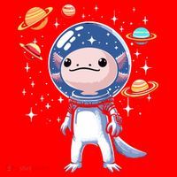 Space Axolotl Astronaut Planet Space Aesthetic Goth  Santa Hat thumb 1