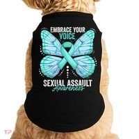Sexual Assault Awareness Month Butterfly Teal Ribbon Gift Doggie Tank thumb 0