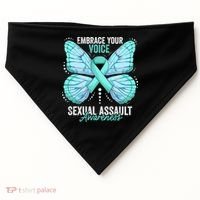 Sexual Assault Awareness Month Butterfly Teal Ribbon Gift USA-Made Doggie Bandana thumb 0