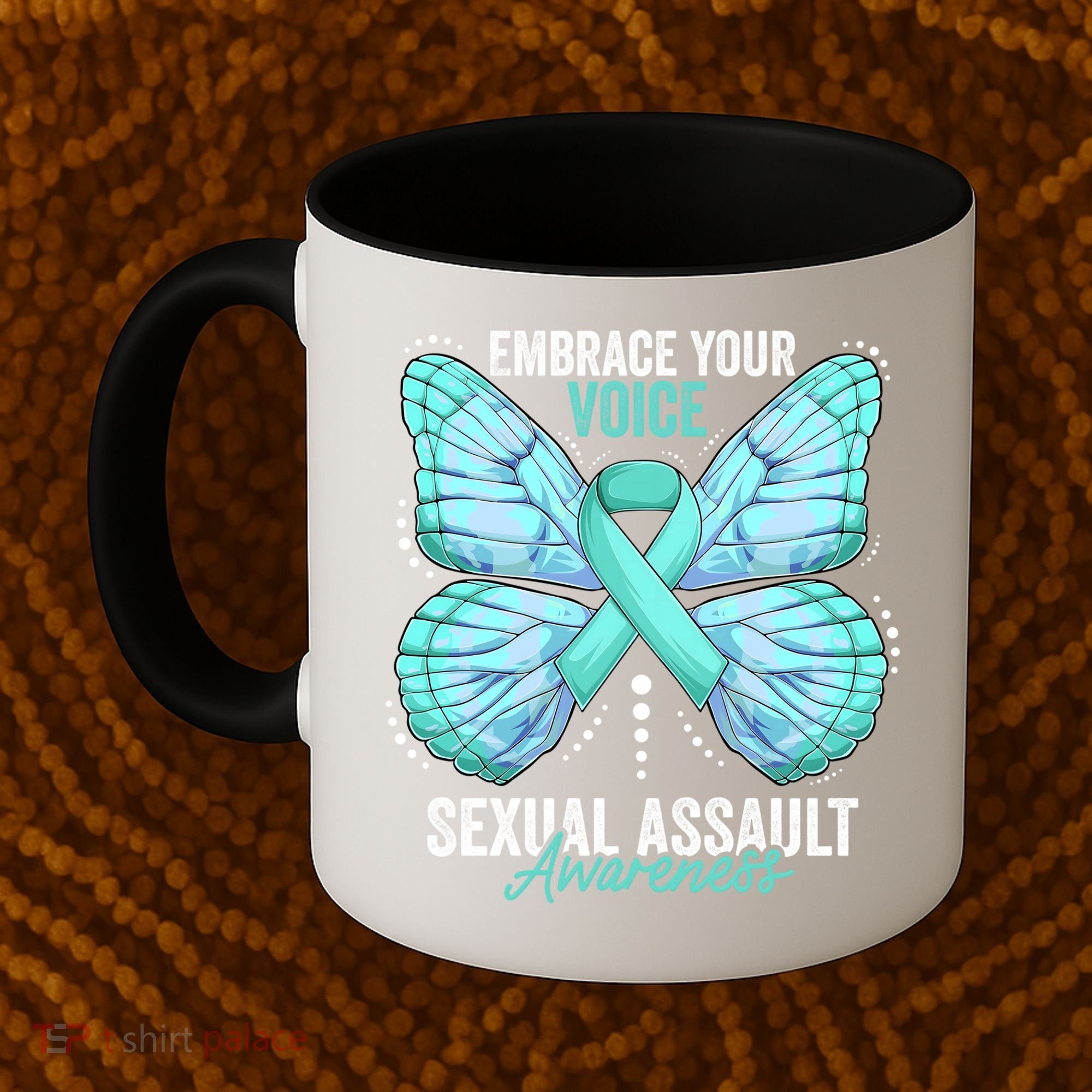 Sexual Assault Awareness Month Butterfly Teal Ribbon Gift Coffee Mug