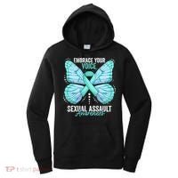 Sexual Assault Awareness Month Butterfly Teal Ribbon Gift Women's Hoodie thumb 0