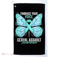 Sexual Assault Awareness Month Butterfly Teal Ribbon Gift Golf Towel thumb 0
