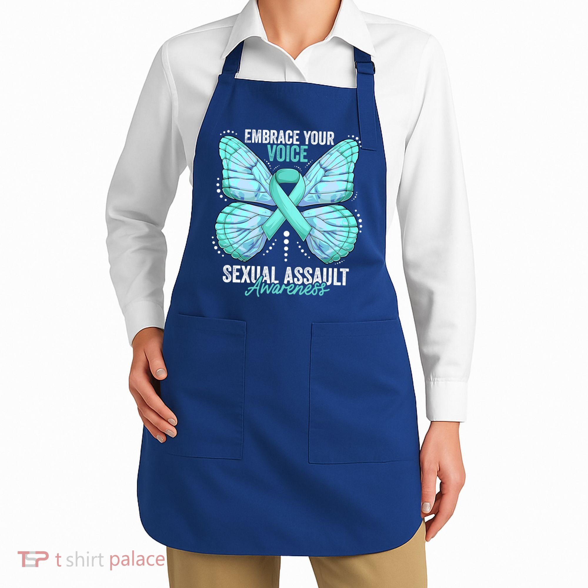 Sexual Assault Awareness Month Butterfly Teal Ribbon Gift Apron