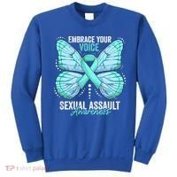 Sexual Assault Awareness Month Butterfly Teal Ribbon Gift Sweatshirt thumb 0