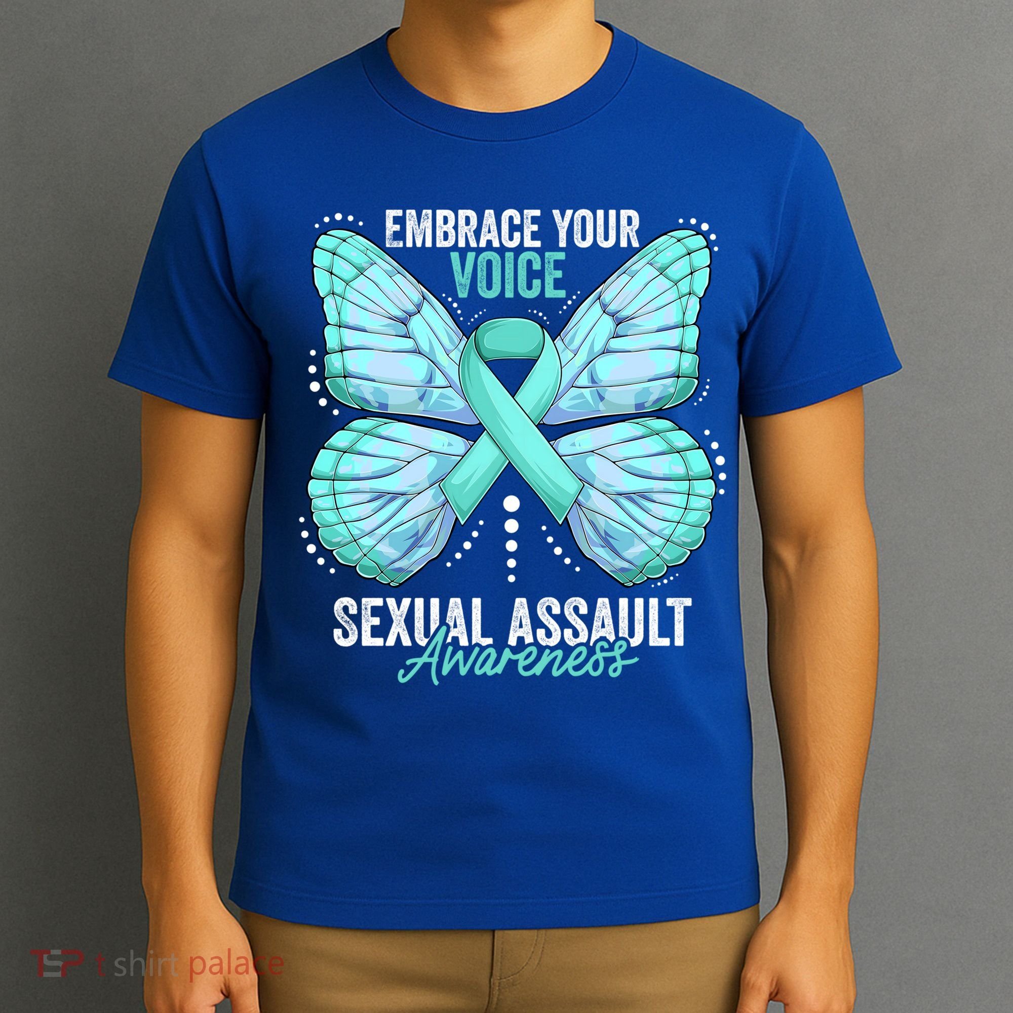 Sexual Assault Awareness Month Butterfly Teal Ribbon Gift T-Shirt