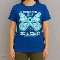 Sexual Assault Awareness Month Butterfly Teal Ribbon Gift T-Shirt thumb 4