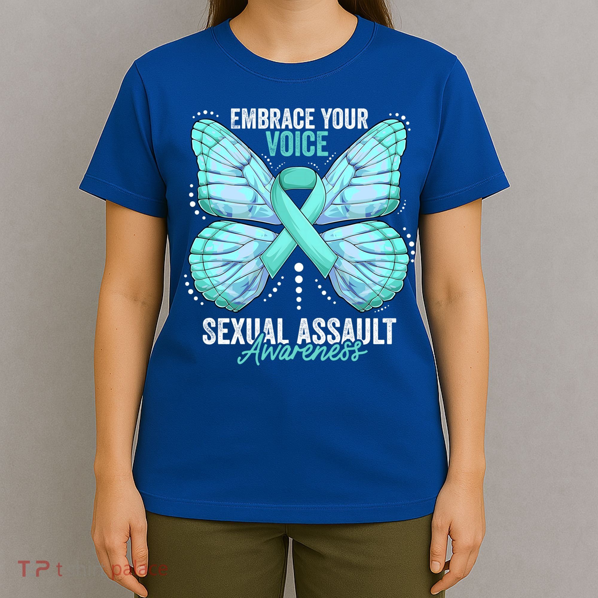 Sexual Assault Awareness Month Butterfly Teal Ribbon Gift T-Shirt