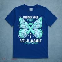Sexual Assault Awareness Month Butterfly Teal Ribbon Gift T-Shirt thumb 5