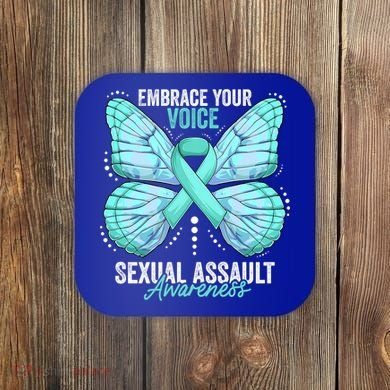 Sexual Assault Awareness Month Butterfly Teal Ribbon Gift Coaster