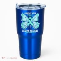 Sexual Assault Awareness Month Butterfly Teal Ribbon Gift Tumbler thumb 0