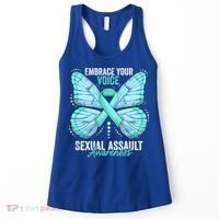 Sexual Assault Awareness Month Butterfly Teal Ribbon Gift Women's Tank Top thumb 0