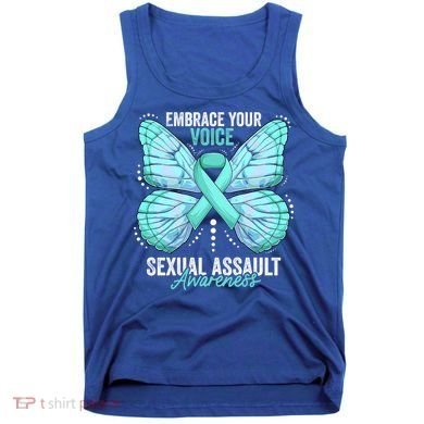 Sexual Assault Awareness Month Butterfly Teal Ribbon Gift Tank Top