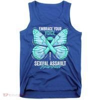 Sexual Assault Awareness Month Butterfly Teal Ribbon Gift Tank Top thumb 0