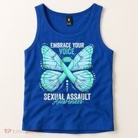 Sexual Assault Awareness Month Butterfly Teal Ribbon Gift Tank Top thumb 2