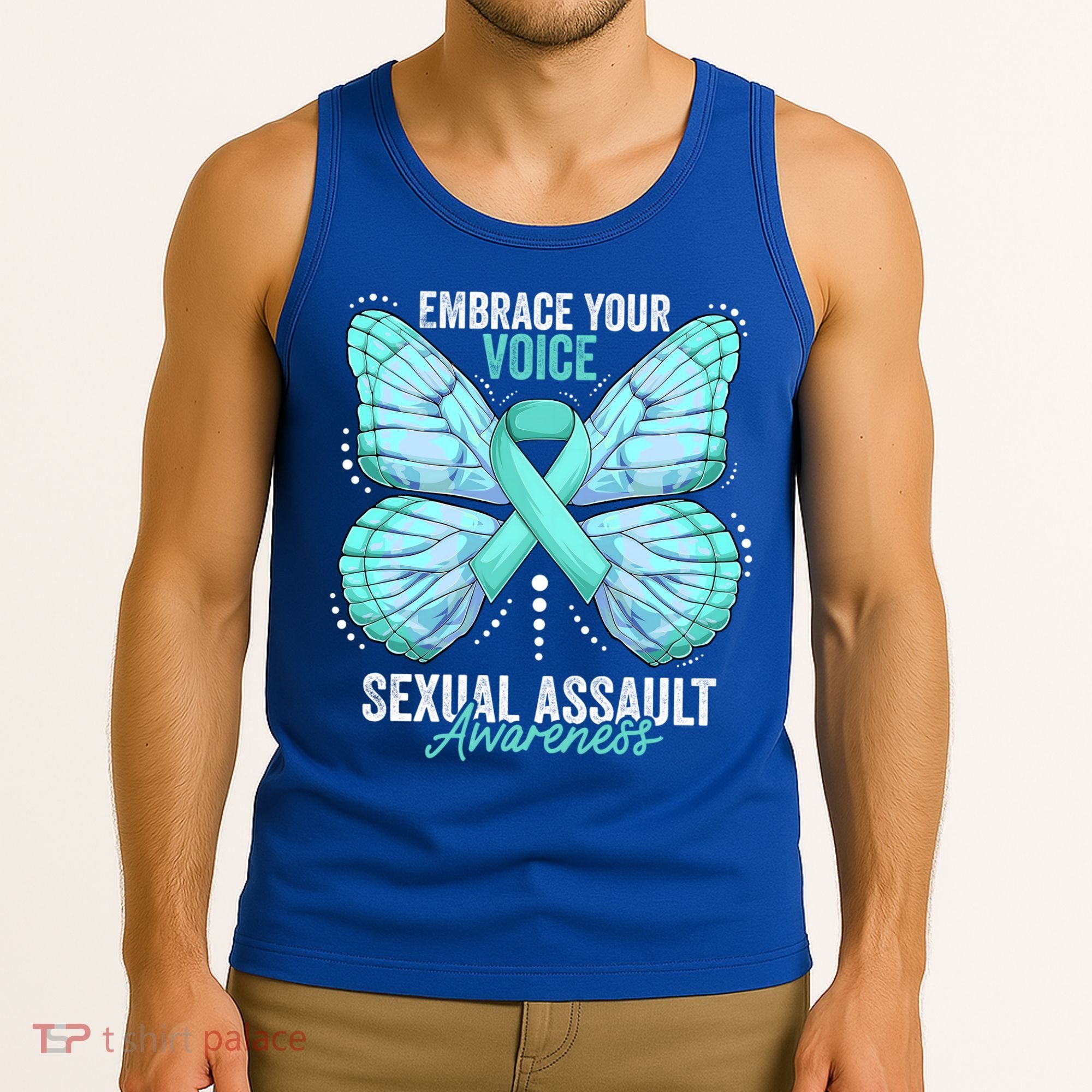 Sexual Assault Awareness Month Butterfly Teal Ribbon Gift Tank Top