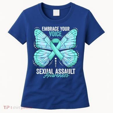 Sexual Assault Awareness Month Butterfly Teal Ribbon Gift Women's T-Shirt