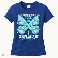 Sexual Assault Awareness Month Butterfly Teal Ribbon Gift Women's T-Shirt thumb 0