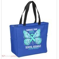 Sexual Assault Awareness Month Butterfly Teal Ribbon Gift Tote Bag thumb 2